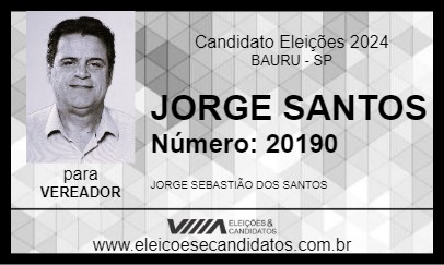 Candidato JORGE SANTOS 2024 - BAURU - Eleições