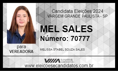 Candidato MEL SALES 2024 - VARGEM GRANDE PAULISTA - Eleições