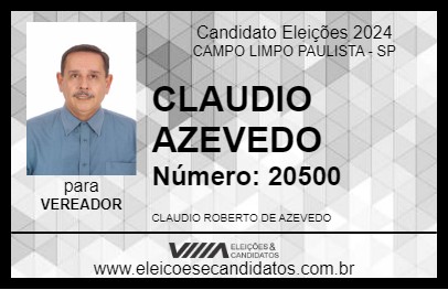 Candidato CLAUDIO AZEVEDO 2024 - CAMPO LIMPO PAULISTA - Eleições