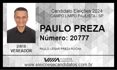 Candidato PAULO PREZA 2024 - CAMPO LIMPO PAULISTA - Eleições