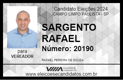 Candidato SARGENTO RAFAEL 2024 - CAMPO LIMPO PAULISTA - Eleições