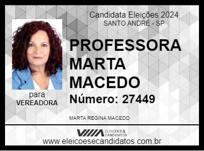 Candidato PROFESSORA MARTA MACEDO 2024 - SANTO ANDRÉ - Eleições