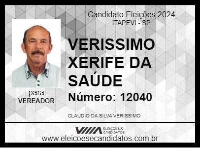 Candidato VERISSIMO XERIFE DA SAÚDE 2024 - ITAPEVI - Eleições