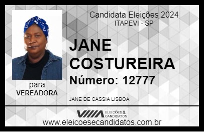 Candidato JANE COSTUREIRA 2024 - ITAPEVI - Eleições