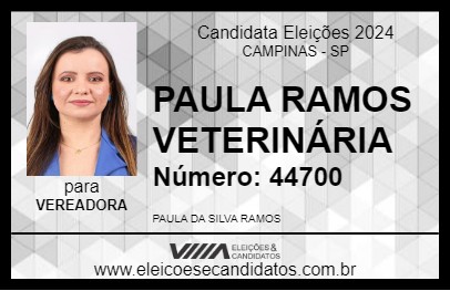 Candidato PAULA RAMOS VETERINÁRIA 2024 - CAMPINAS - Eleições