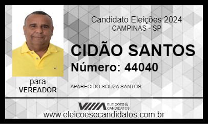 Candidato CIDÃO SANTOS 2024 - CAMPINAS - Eleições