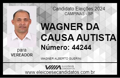 Candidato WAGNER DA CAUSA AUTISTA 2024 - CAMPINAS - Eleições