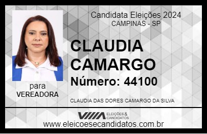 Candidato CLAUDIA CAMARGO 2024 - CAMPINAS - Eleições