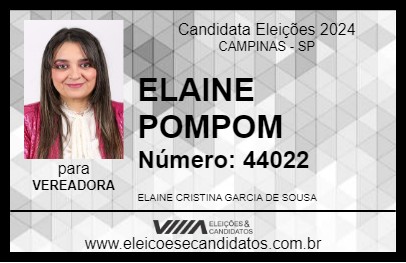 Candidato ELAINE POMPOM 2024 - CAMPINAS - Eleições