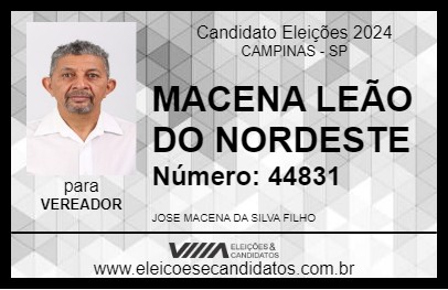 Candidato MACENA LEÃO DO NORDESTE 2024 - CAMPINAS - Eleições