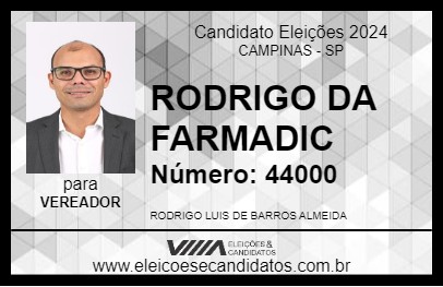 Candidato RODRIGO DA FARMADIC 2024 - CAMPINAS - Eleições