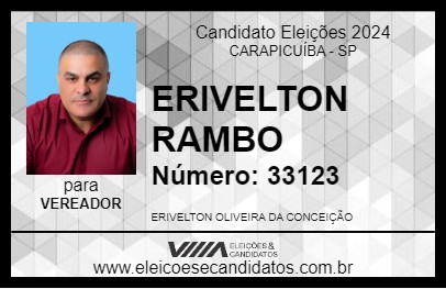 Candidato ERIVELTON RAMBO 2024 - CARAPICUÍBA - Eleições