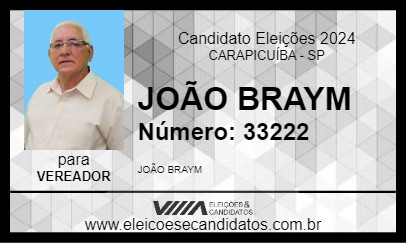 Candidato JOÃO BRAYM 2024 - CARAPICUÍBA - Eleições