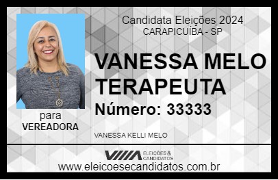 Candidato VANESSA MELO TERAPEUTA 2024 - CARAPICUÍBA - Eleições