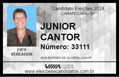 Candidato JUNIOR CANTOR 2024 - CARAPICUÍBA - Eleições