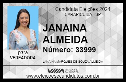 Candidato JANAINA ALMEIDA 2024 - CARAPICUÍBA - Eleições