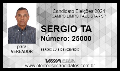 Candidato SERGIO TA 2024 - CAMPO LIMPO PAULISTA - Eleições