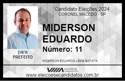 Candidato MIDERSON EDUARDO 2024 - CORONEL MACEDO - Eleições