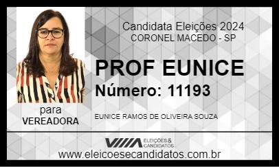 Candidato PROF EUNICE 2024 - CORONEL MACEDO - Eleições