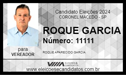 Candidato ROQUE GARCIA 2024 - CORONEL MACEDO - Eleições