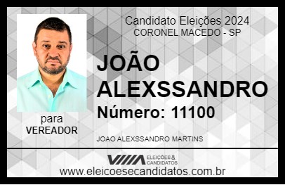 Candidato JOÃO ALEXSSANDRO 2024 - CORONEL MACEDO - Eleições