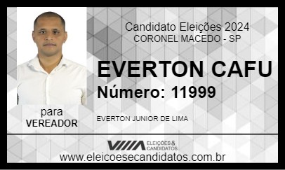 Candidato EVERTON CAFU 2024 - CORONEL MACEDO - Eleições