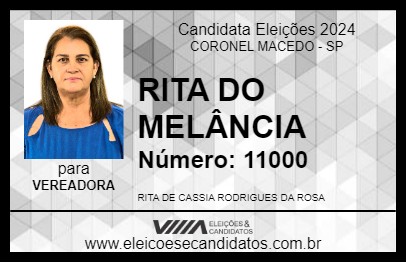 Candidato RITA DO MELÂNCIA 2024 - CORONEL MACEDO - Eleições