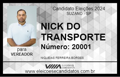 Candidato NICK DO TRANSPORTE 2024 - SUZANO - Eleições