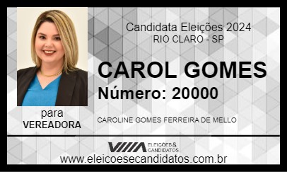 Candidato CAROL GOMES 2024 - RIO CLARO - Eleições