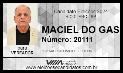 Candidato MACIEL DO GAS 2024 - RIO CLARO - Eleições