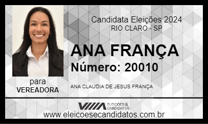 Candidato ANA FRANÇA 2024 - RIO CLARO - Eleições