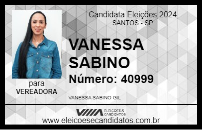 Candidato VANESSA SABINO 2024 - SANTOS - Eleições