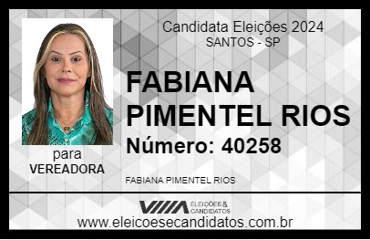 Candidato FABIANA PIMENTEL RIOS 2024 - SANTOS - Eleições