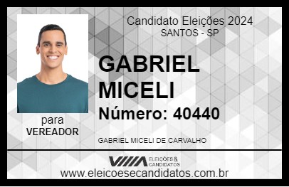 Candidato GABRIEL MICELI 2024 - SANTOS - Eleições