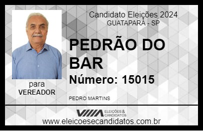 Candidato PEDRÃO DO BAR 2024 - GUATAPARÁ - Eleições