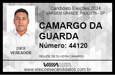 Candidato CAMARGO DA GUARDA 2024 - VARGEM GRANDE PAULISTA - Eleições