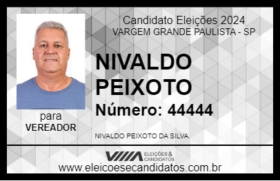 Candidato NIVALDO PEIXOTO 2024 - VARGEM GRANDE PAULISTA - Eleições