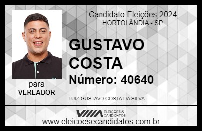 Candidato GUSTAVO COSTA 2024 - HORTOLÂNDIA - Eleições