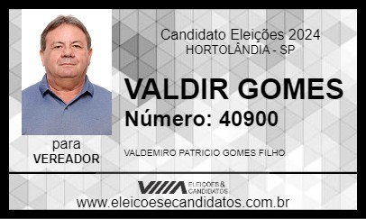 Candidato VALDIR GOMES 2024 - HORTOLÂNDIA - Eleições