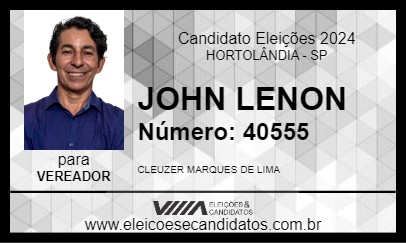 Candidato JOHN LENON 2024 - HORTOLÂNDIA - Eleições