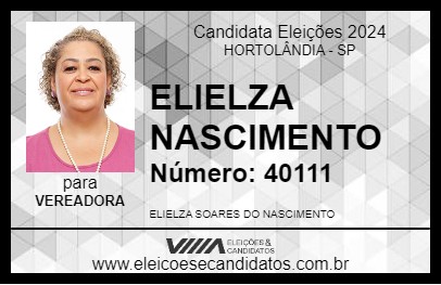 Candidato ELIELZA NASCIMENTO 2024 - HORTOLÂNDIA - Eleições