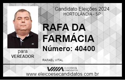 Candidato RAFA DA FARMÁCIA 2024 - HORTOLÂNDIA - Eleições