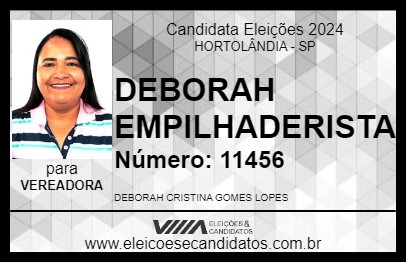 Candidato DEBORAH EMPILHADERISTA 2024 - HORTOLÂNDIA - Eleições