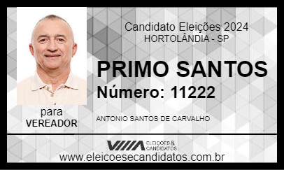 Candidato PRIMO SANTOS 2024 - HORTOLÂNDIA - Eleições