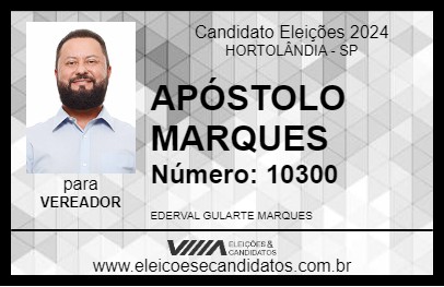 Candidato APÓSTOLO MARQUES 2024 - HORTOLÂNDIA - Eleições