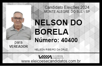 Candidato NELSON DO BORELA 2024 - MONTE ALEGRE DO SUL - Eleições