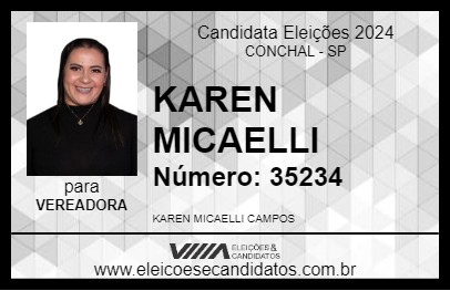 Candidato KAREN MICAELLI 2024 - CONCHAL - Eleições