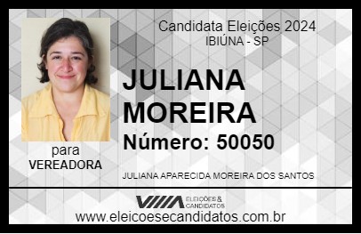 Candidato JULIANA MOREIRA 2024 - IBIÚNA - Eleições