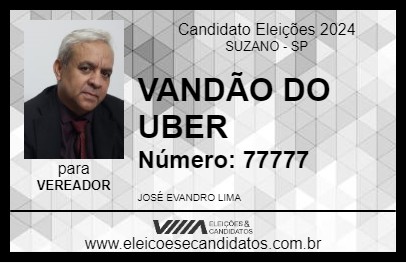 Candidato VANDÃO DO UBER 2024 - SUZANO - Eleições