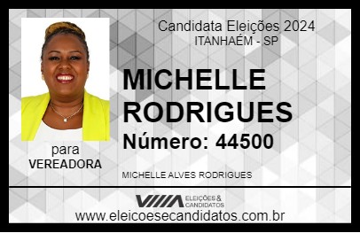 Candidato MICHELLE RODRIGUES 2024 - ITANHAÉM - Eleições